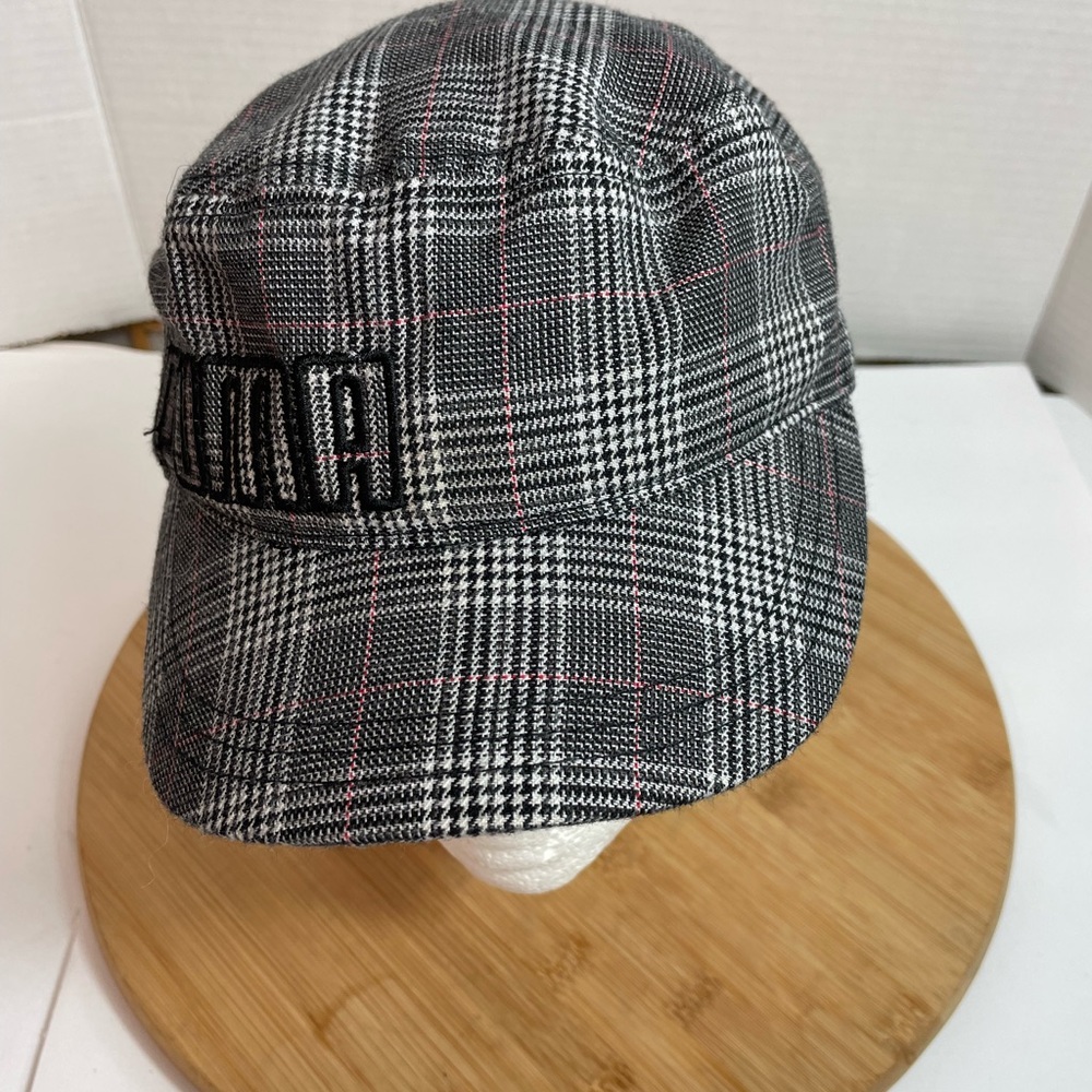 PUMA Womens Hat Plaid Black White Short Brim StrapBack Cap OSFA